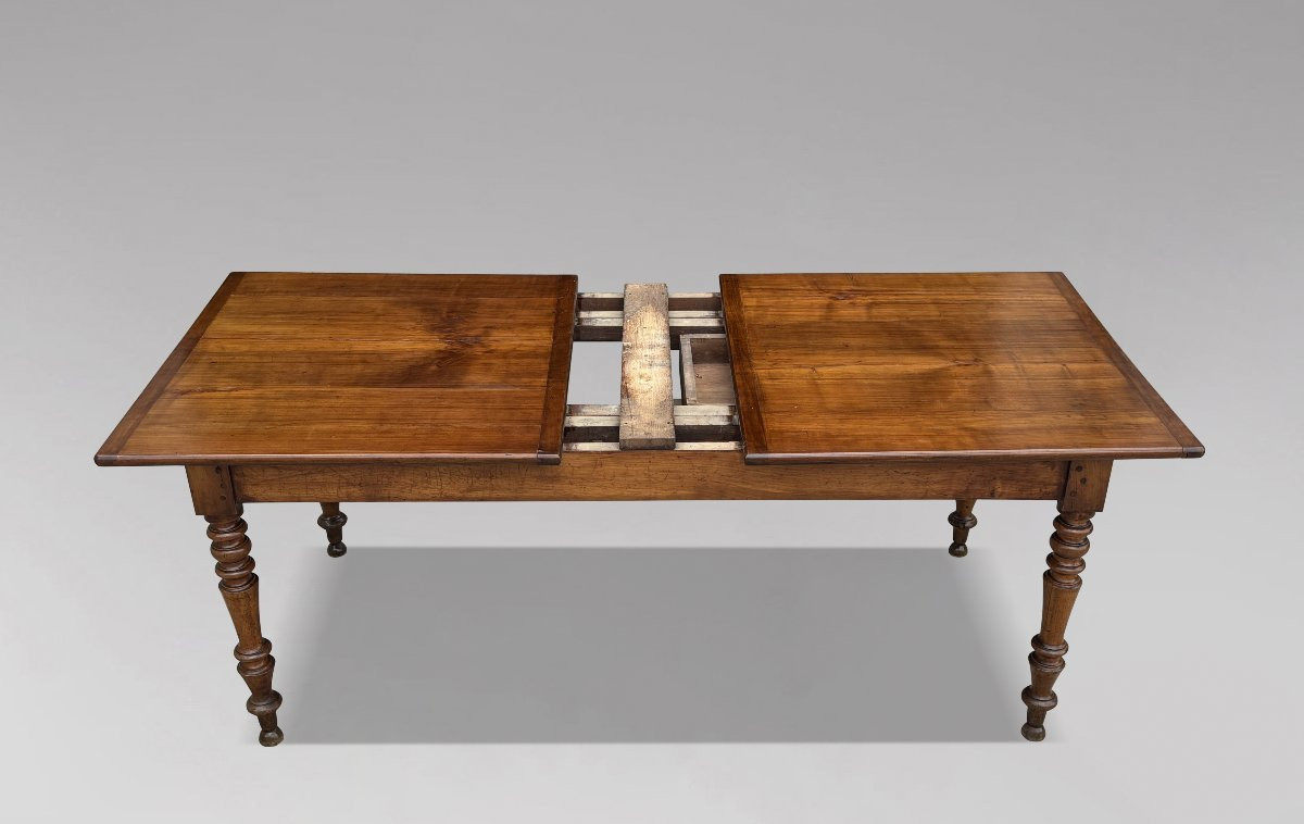 19th Century French Fruitwood Farmhouse Draw Leaf Dining Table-photo-5