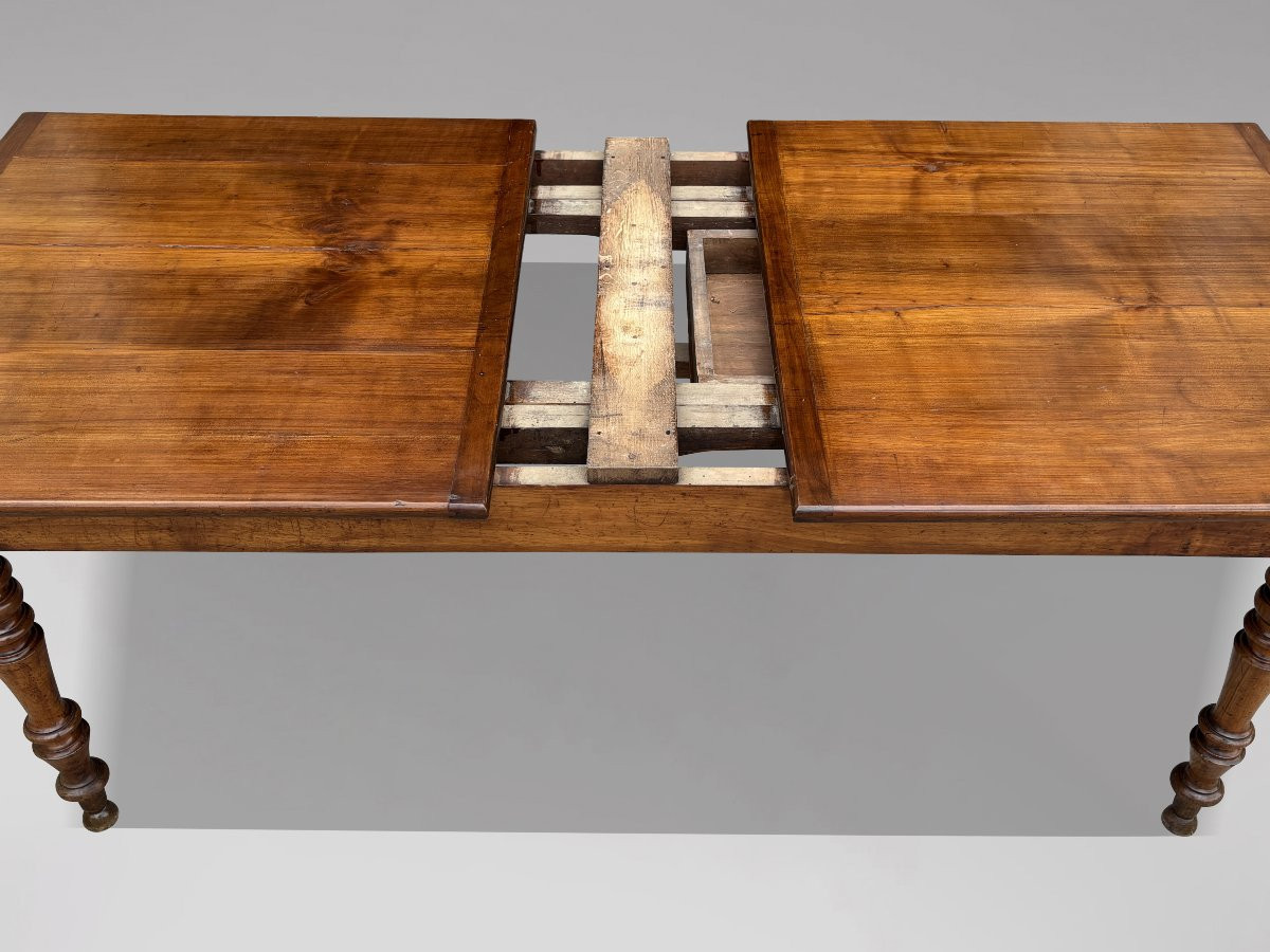 19th Century French Fruitwood Farmhouse Draw Leaf Dining Table-photo-7