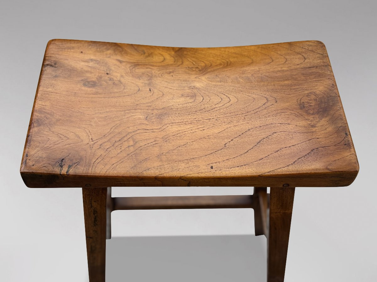 Pair Of 19th Century Elm Seated High Stools-photo-2