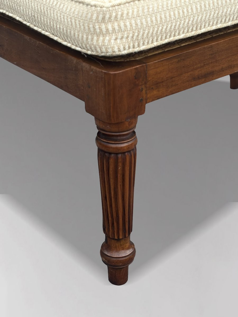19th Century British Colonial Teak & Woven Rattan Stool-photo-4