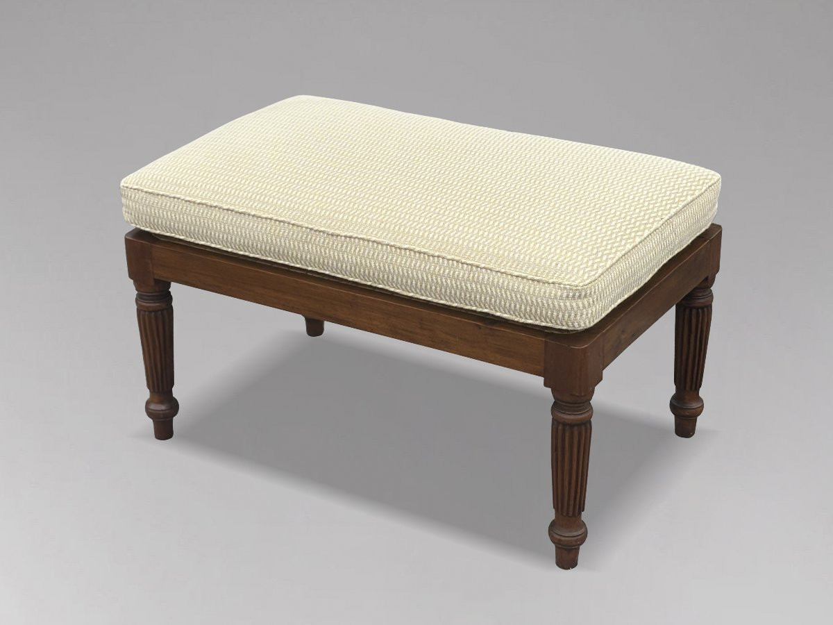 19th Century British Colonial Teak & Woven Rattan Stool-photo-5