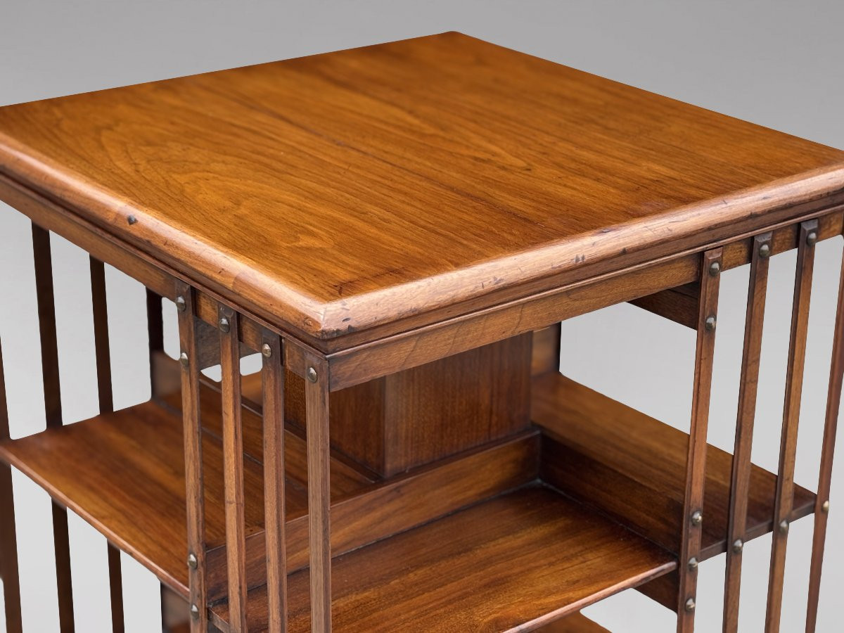 Tall 19th Century Walnut Revolving Bookcase-photo-4