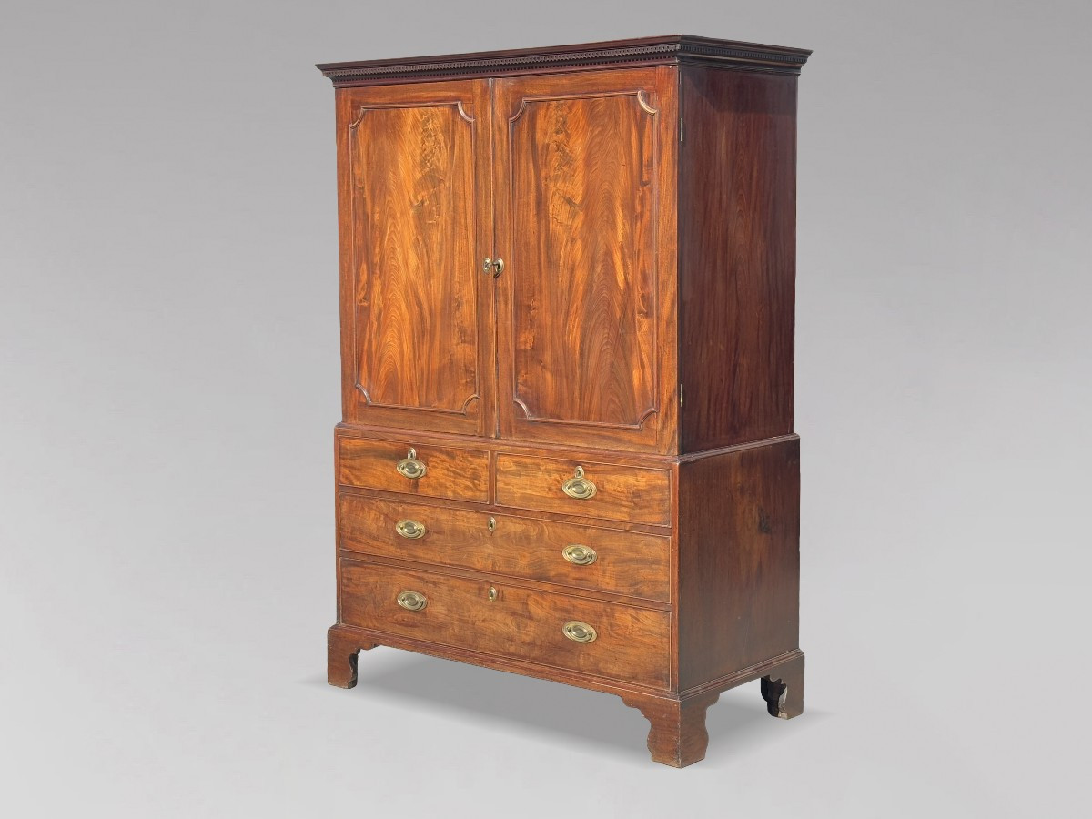 18th Century George III Period Mahogany Linen Press