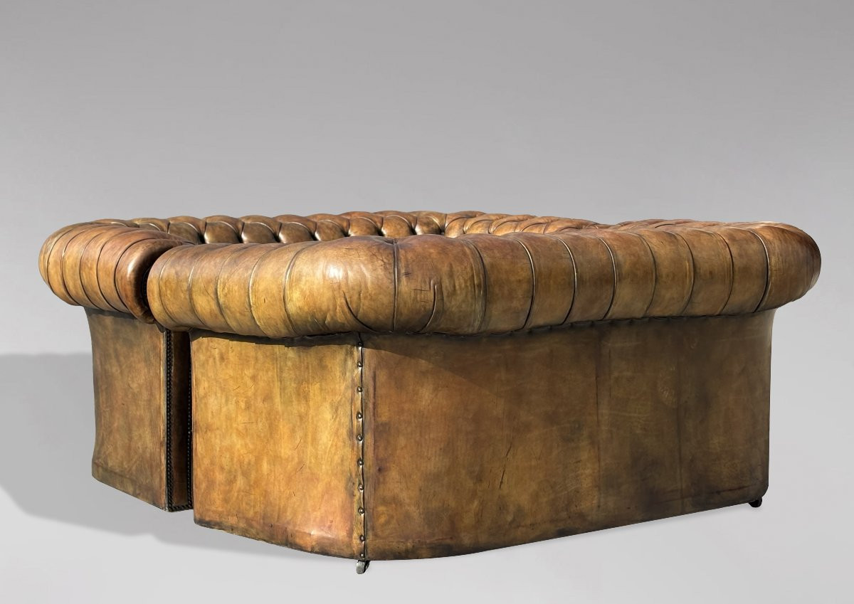 Paire de Canapés Chesterfield 2 Places en Cuir Vert du Début du 20ème Siècle-photo-7