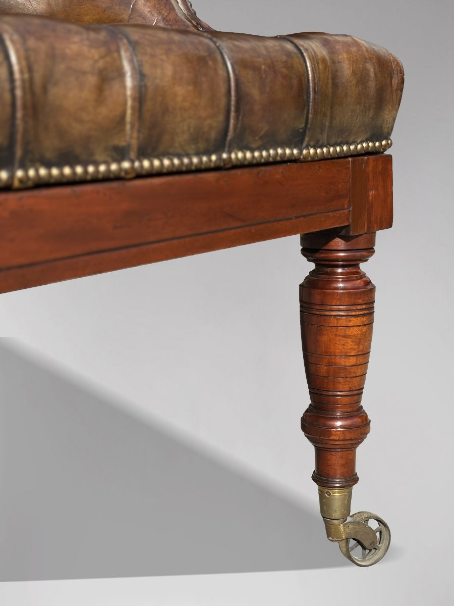 Large 19th Century William IV Period Green Leather Mahogany Armchair-photo-4