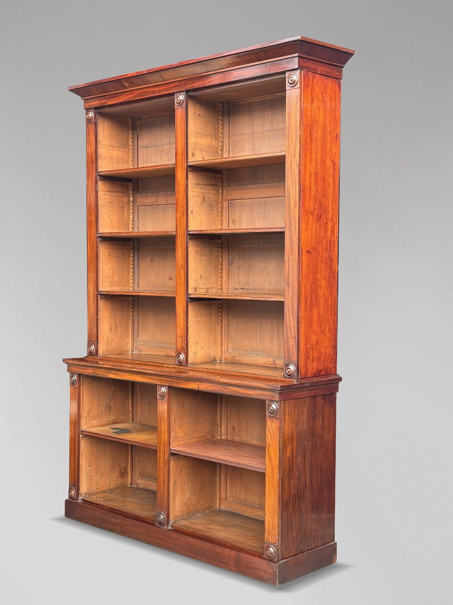 19th Century William IV Period Mahogany Open Library Bookcase-photo-4