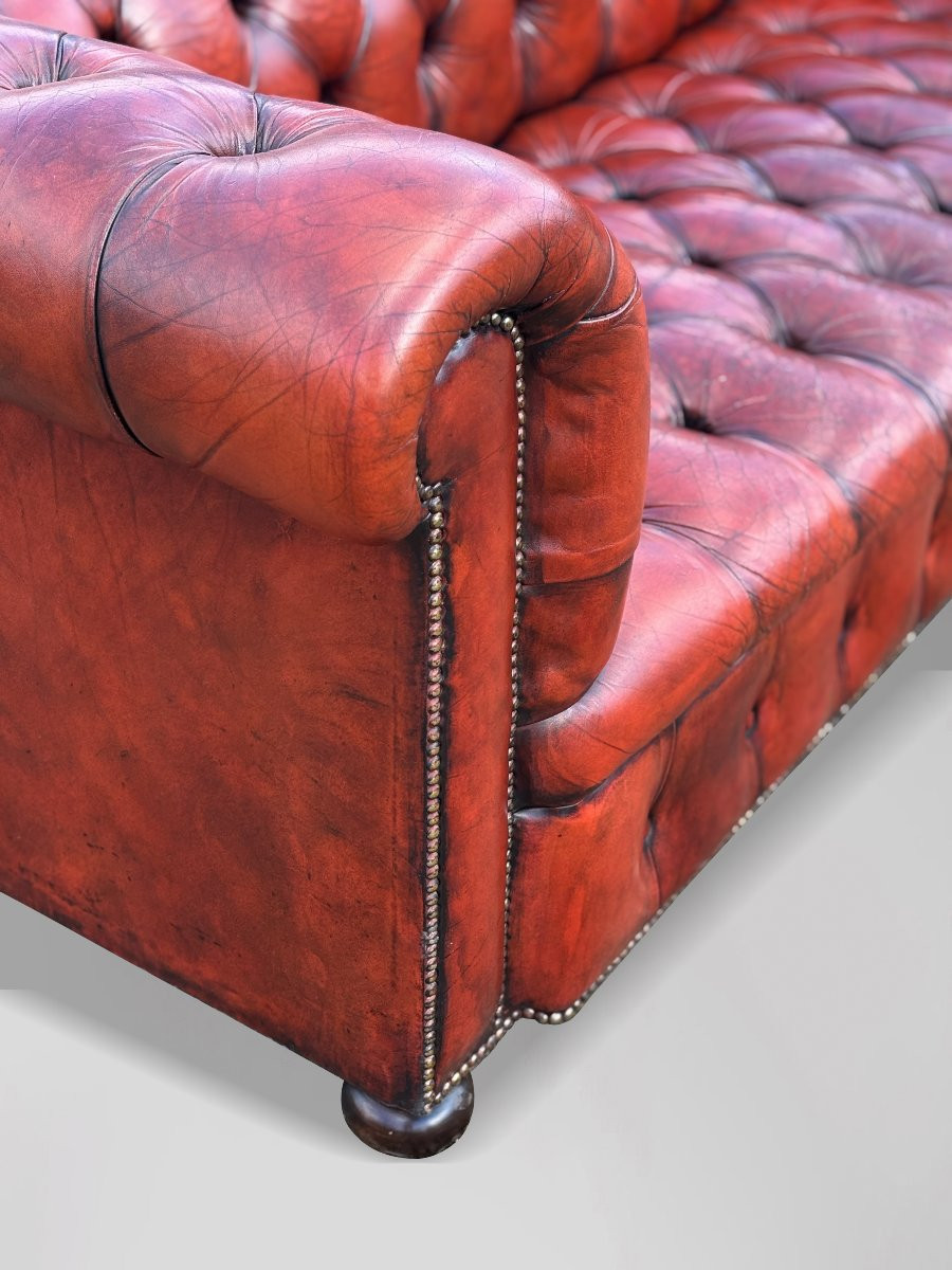 Early 20th Century Red Leather 3-seater Chesterfield-photo-4