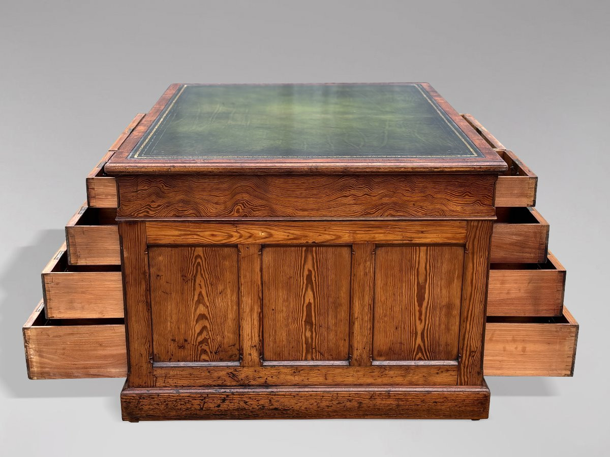 19th Century Pitch Pine Partners Desk-photo-2