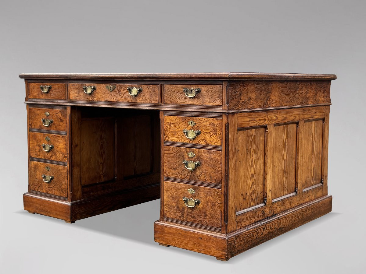 19th Century Pitch Pine Partners Desk-photo-3