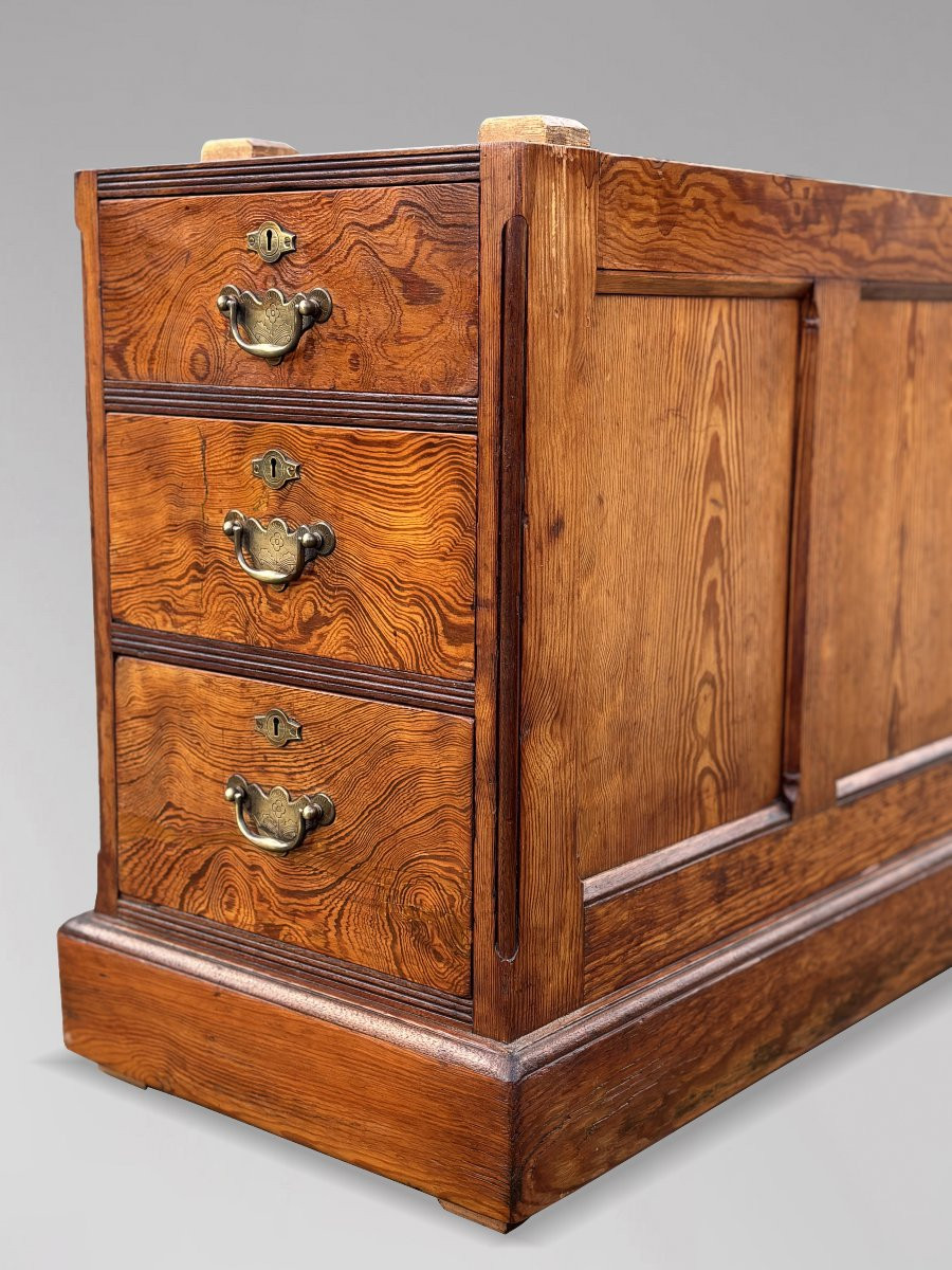 19th Century Pitch Pine Partners Desk-photo-4