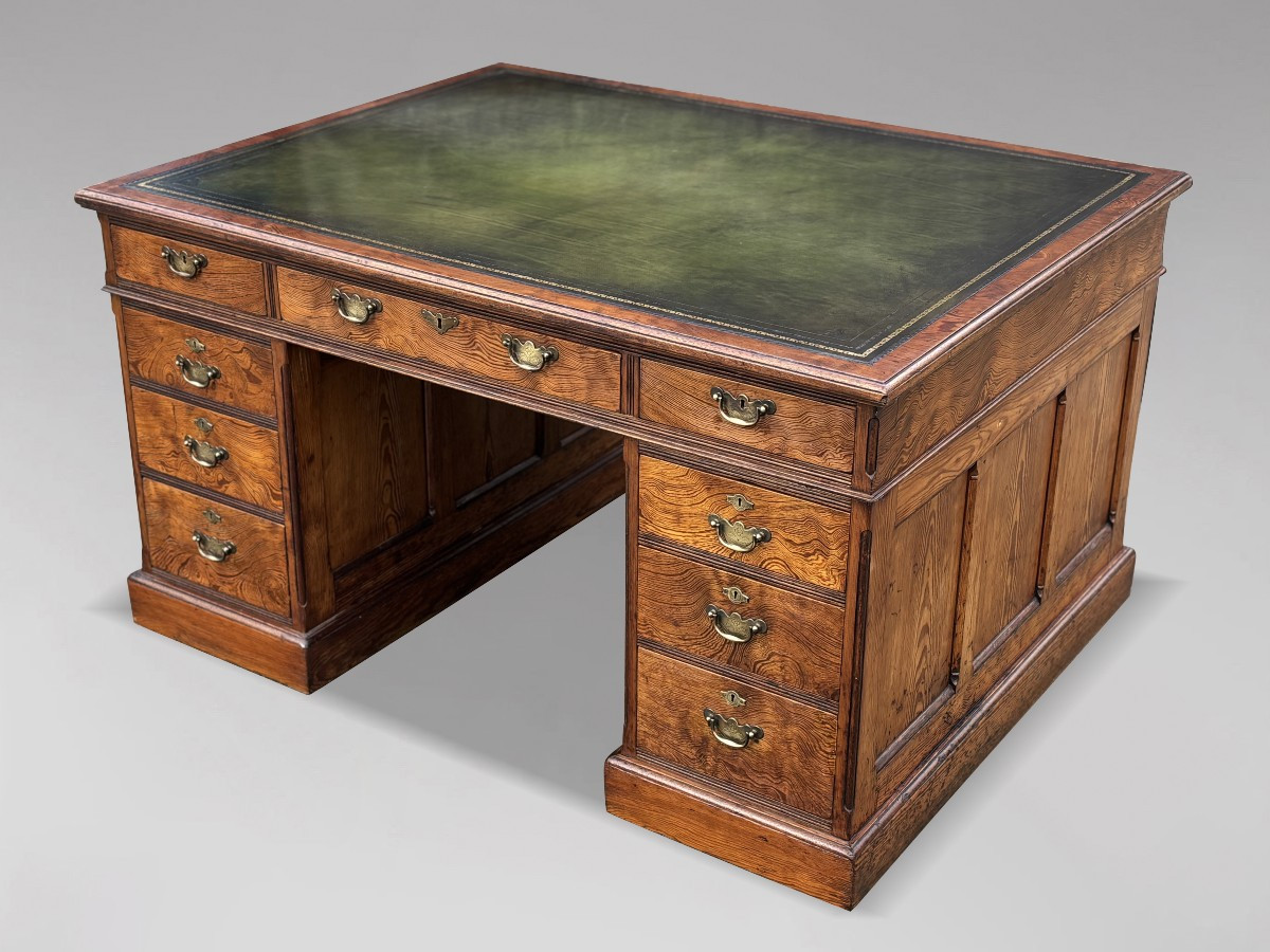 19th Century Pitch Pine Partners Desk