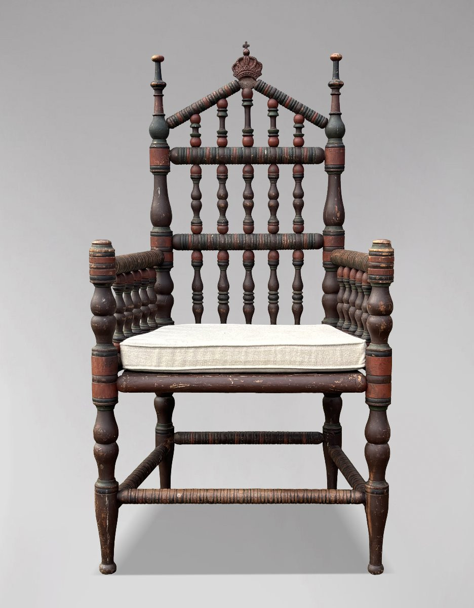 19ème Siècle, Fauteuil-Trône Suédois -photo-1