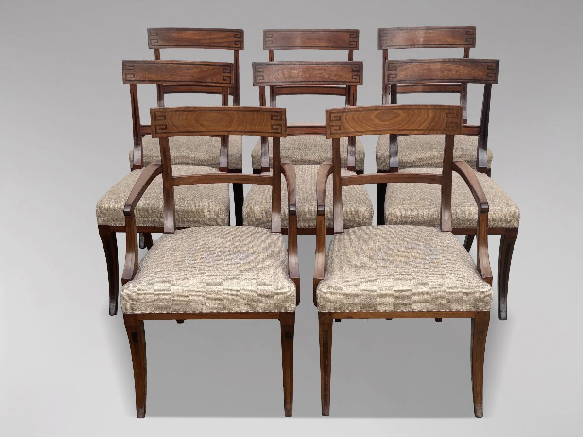 Début XIXᵉ Siècle, Ensemble de 8 Chaises de Salle à Manger en Acajou et Ébène, Époque Régence-photo-2