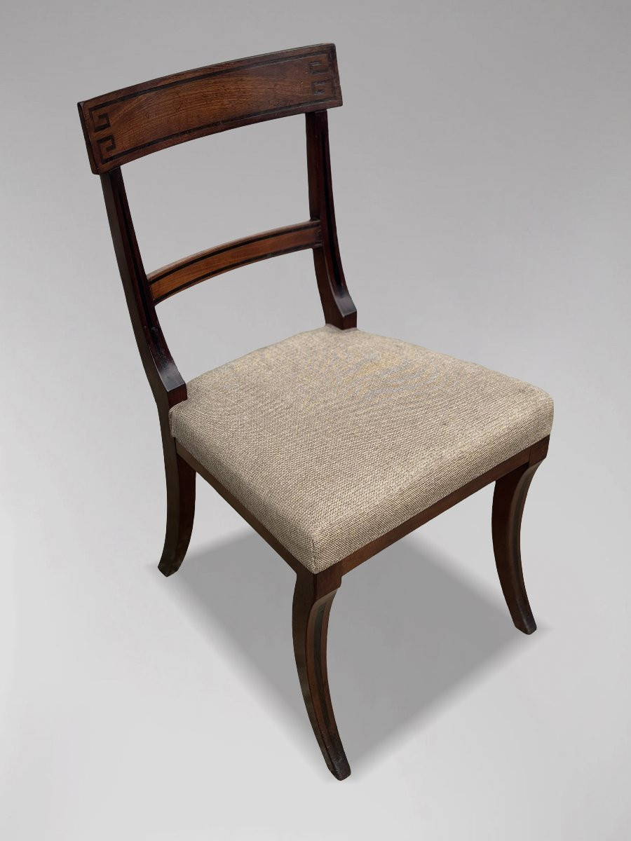 Début XIXᵉ Siècle, Ensemble de 8 Chaises de Salle à Manger en Acajou et Ébène, Époque Régence-photo-2