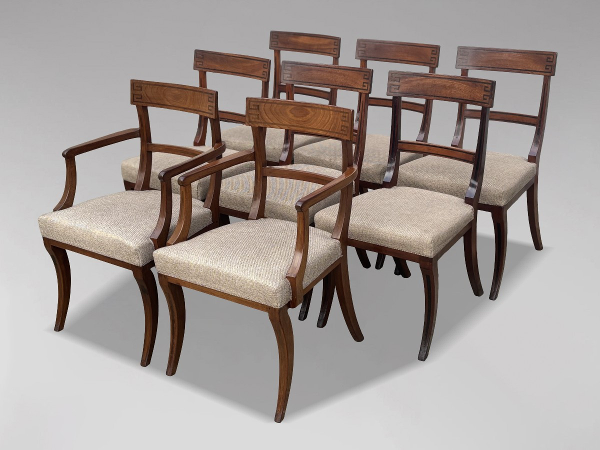 Début XIXᵉ Siècle, Ensemble de 8 Chaises de Salle à Manger en Acajou et Ébène, Époque Régence