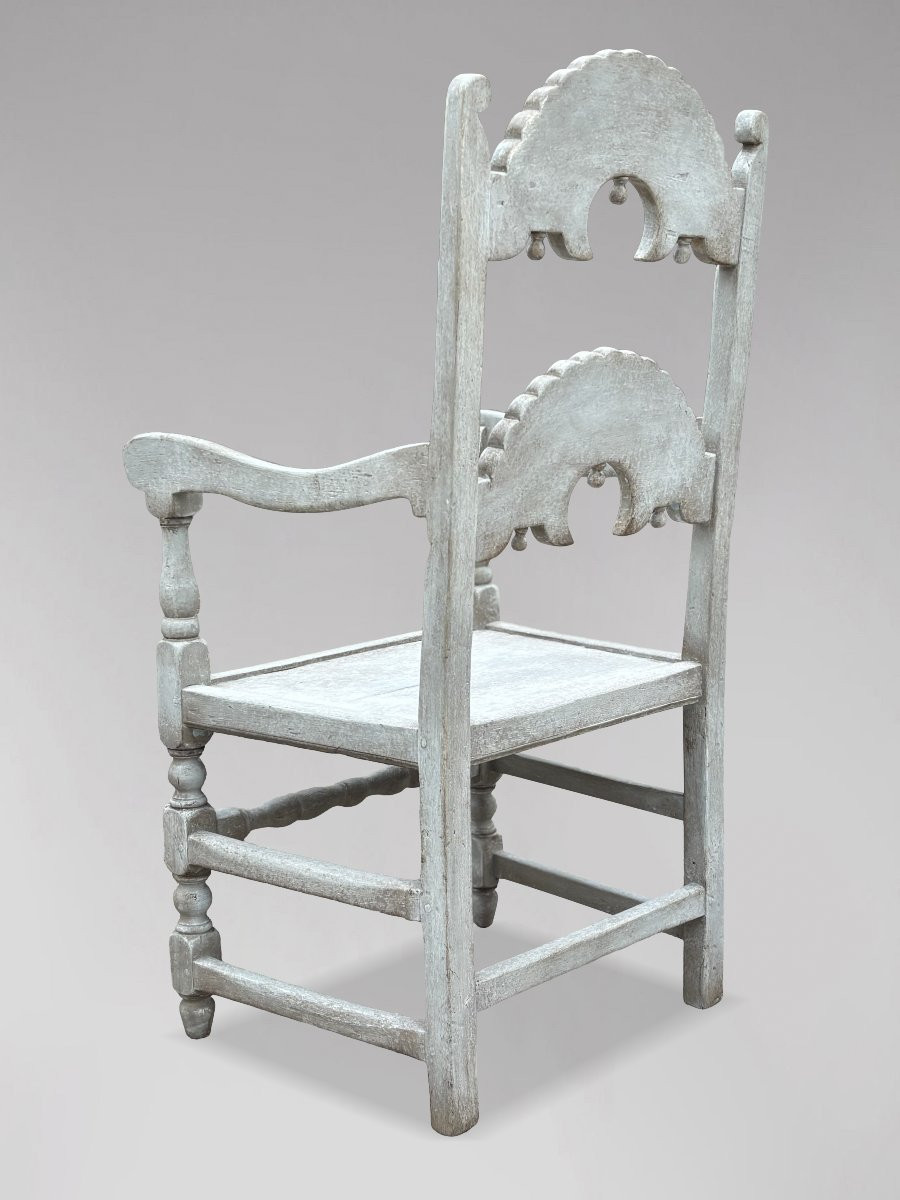 Set Of 8 Carved Oak Painted Yorkshire Dining Chairs-photo-6