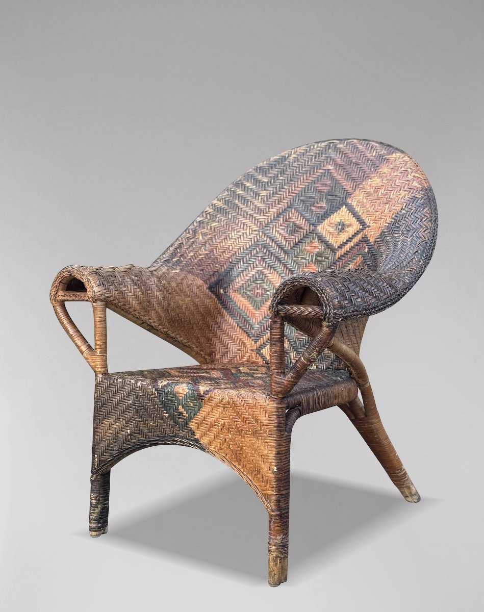 1920s Rattan Wicker Bamboo Armchair-photo-2
