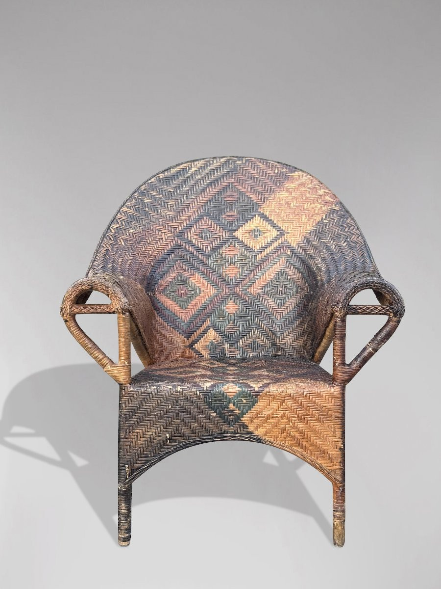 1920s Rattan Wicker Bamboo Armchair-photo-3
