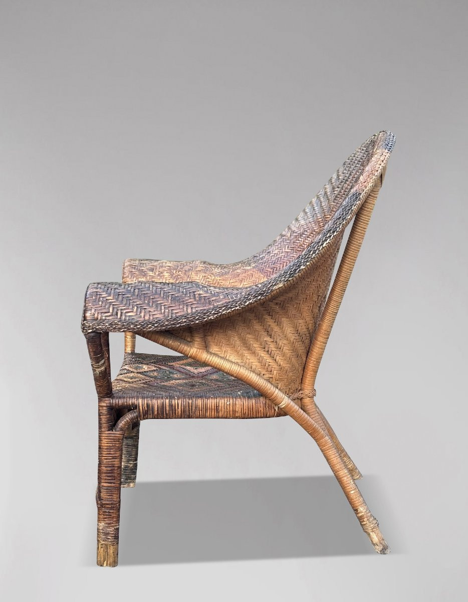 1920s Rattan Wicker Bamboo Armchair-photo-4