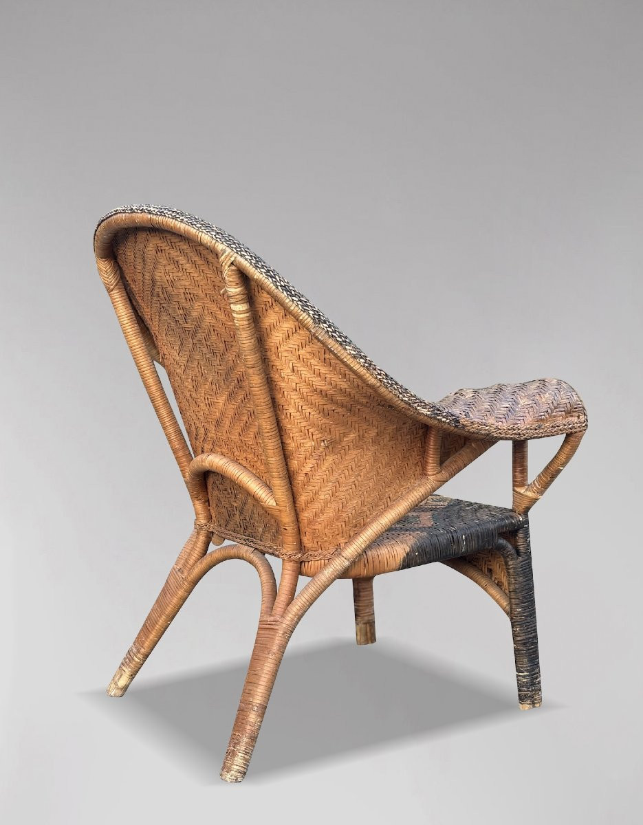 1920s Rattan Wicker Bamboo Armchair-photo-3