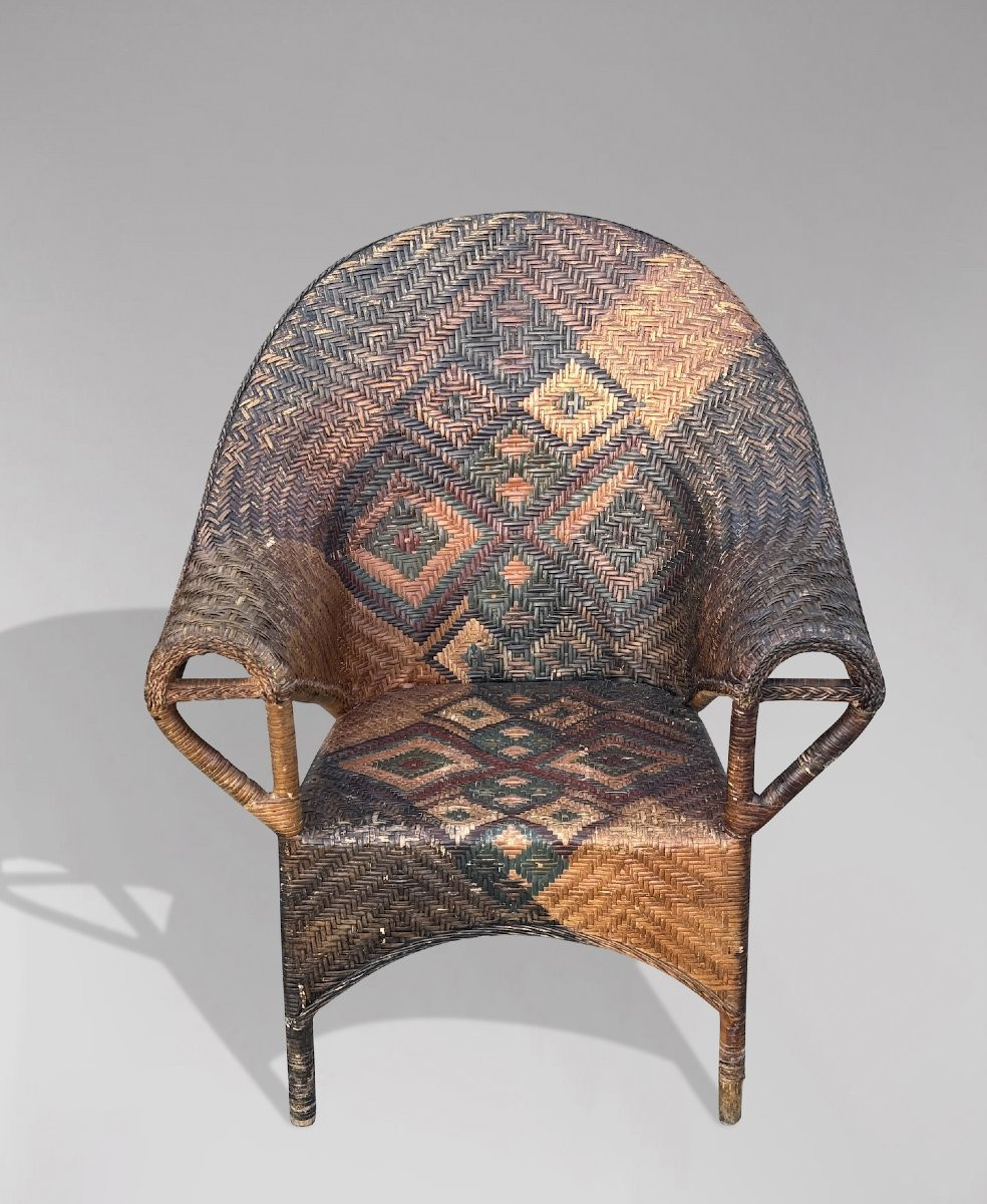 1920s Rattan Wicker Bamboo Armchair-photo-4