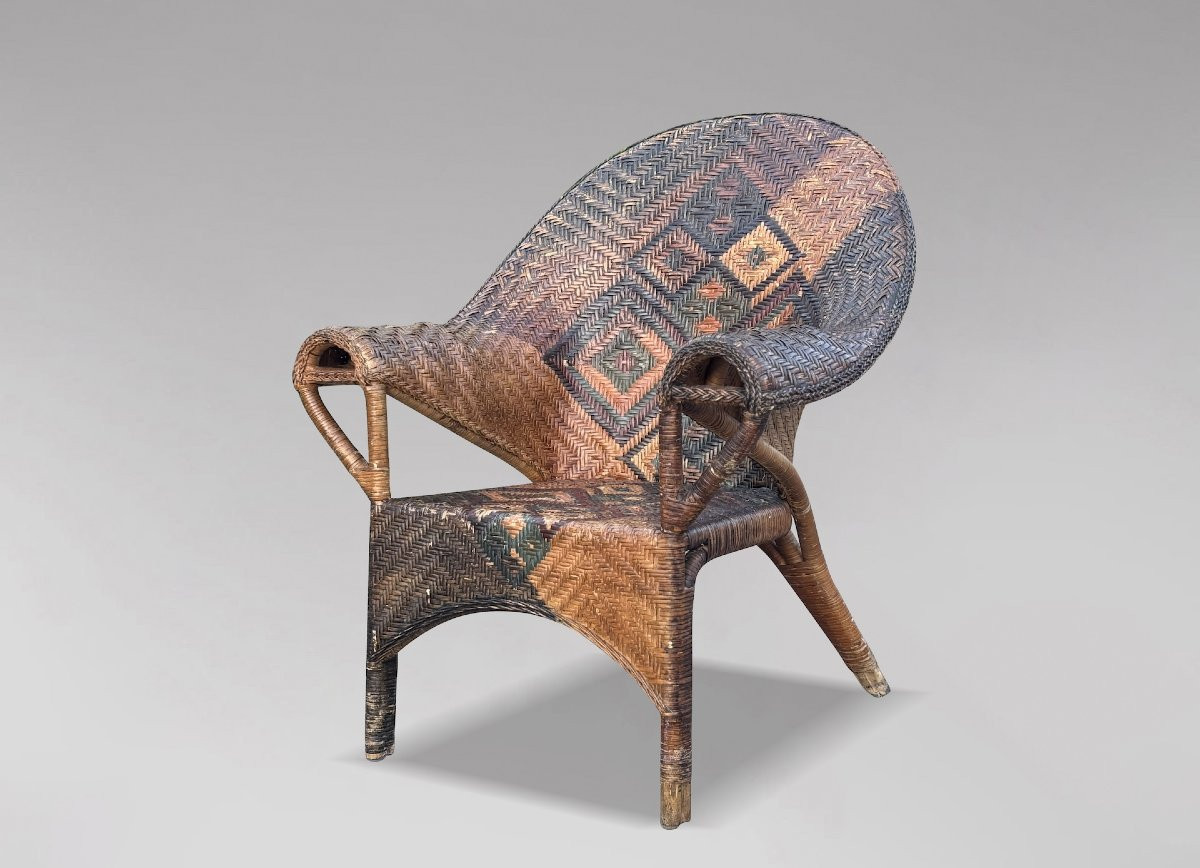 1920s Rattan Wicker Bamboo Armchair-photo-5