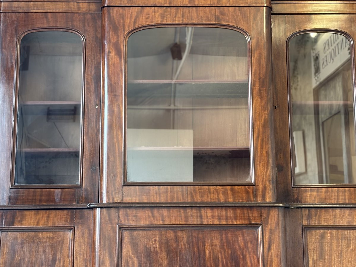 19ème Siècle, Bibliothèque à Trois Portes en Acajou, Époque Victorienne-photo-4