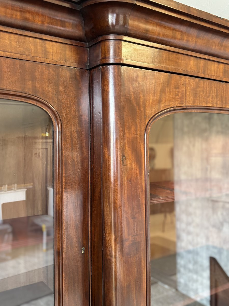 19ème Siècle, Bibliothèque à Trois Portes en Acajou, Époque Victorienne-photo-2