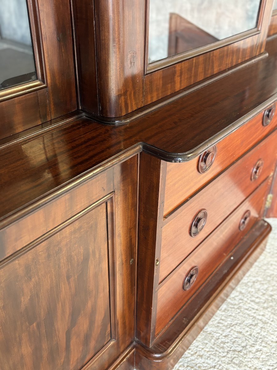 19ème Siècle, Bibliothèque à Trois Portes en Acajou, Époque Victorienne-photo-3