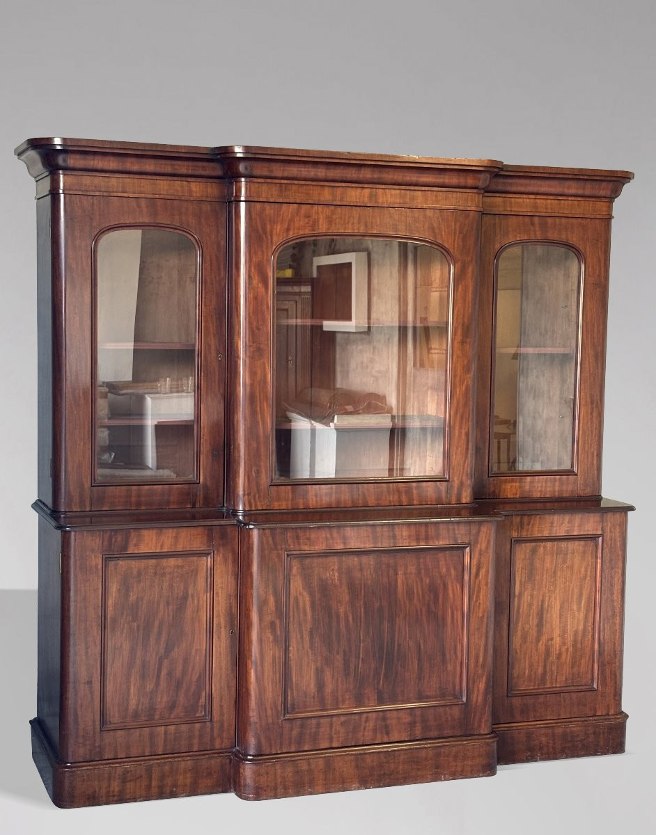 19ème Siècle, Bibliothèque à Trois Portes en Acajou, Époque Victorienne-photo-5