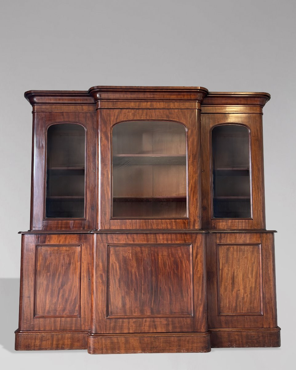 19ème Siècle, Bibliothèque à Trois Portes en Acajou, Époque Victorienne-photo-6