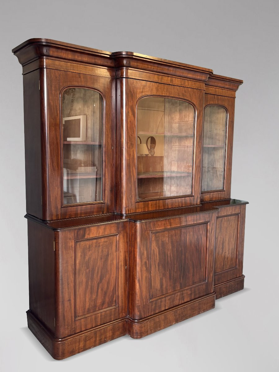 19ème Siècle, Bibliothèque à Trois Portes en Acajou, Époque Victorienne-photo-7