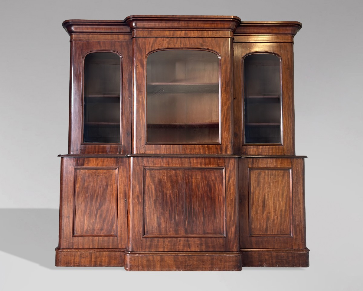 19ème Siècle, Bibliothèque à Trois Portes en Acajou, Époque Victorienne