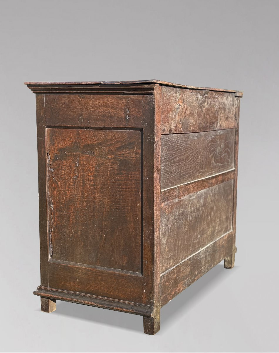 17th Century Charles II Jacobean Oak Geometric Chest Of Drawers-photo-1
