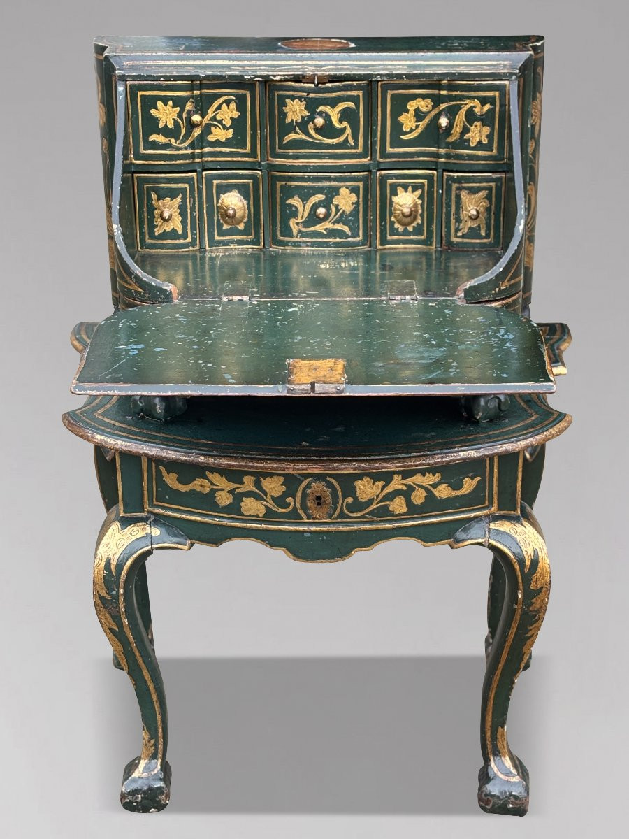 18th Century Venetian Painted Traveling Bureau On Table-photo-6