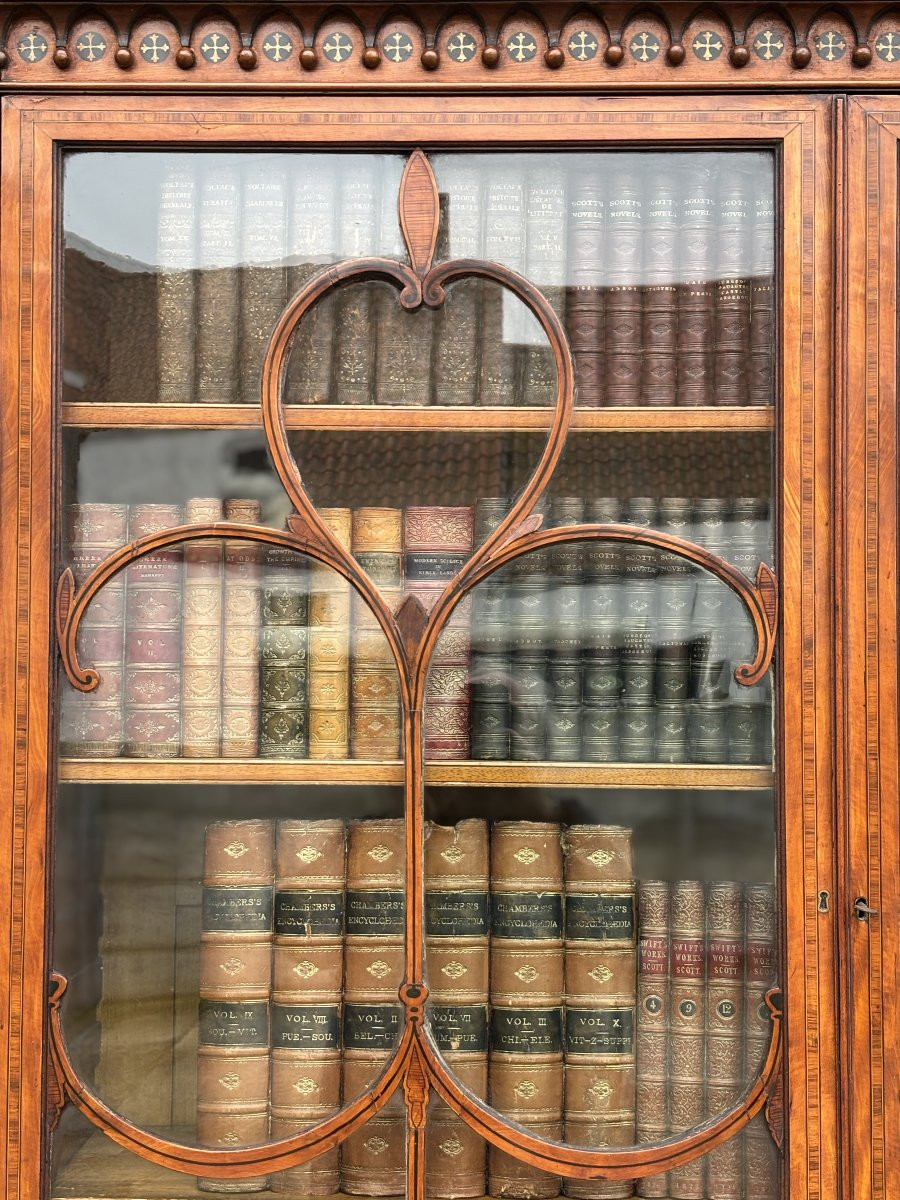 18th Century George III Sheraton Period Satinwood & Inlay Desk Bokkcase-photo-8