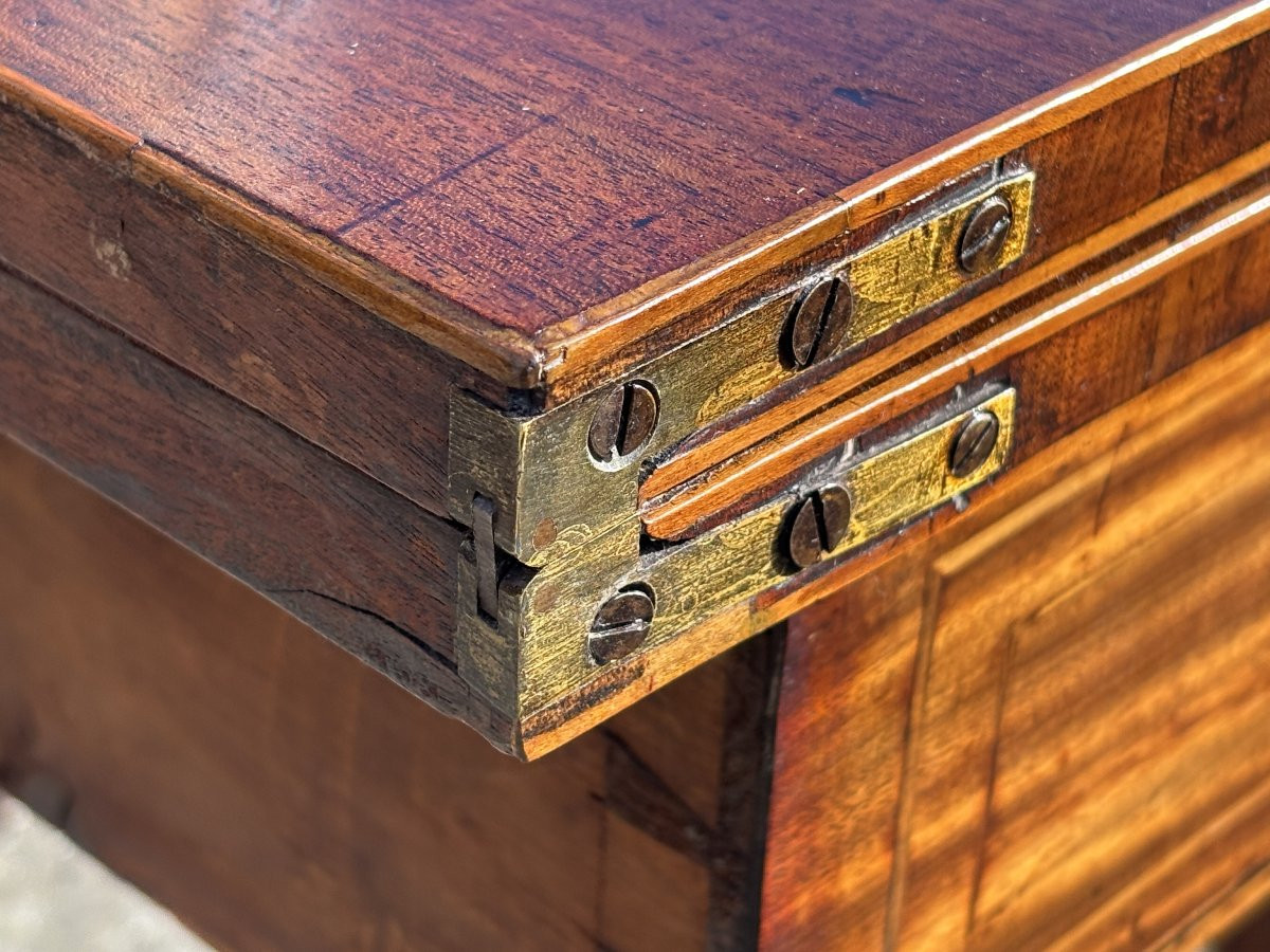 18th Century George III Period Mahogany Satinwood Inlay Fold-over Tea Table-photo-3