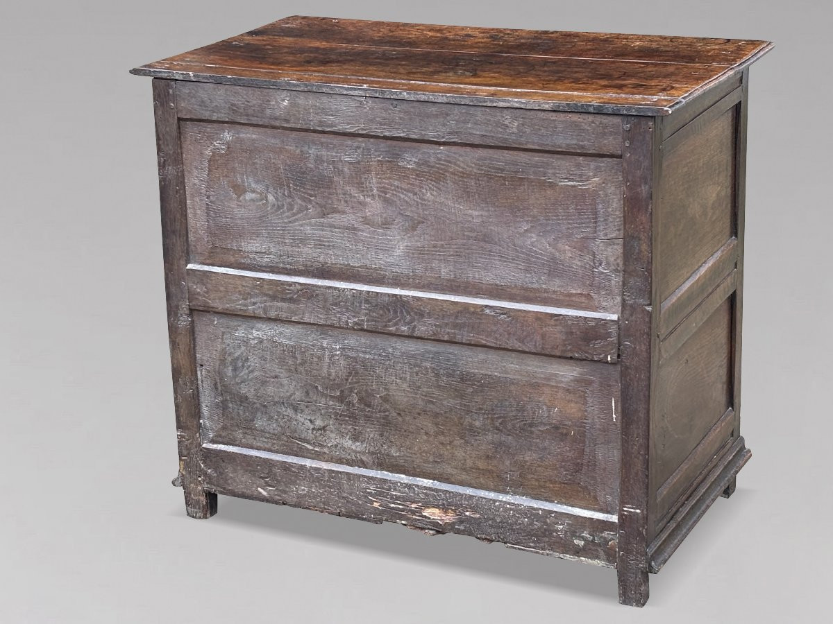 17th Century Charles II Period Jacobean Oak Geometric Chest Of Drawers-photo-4