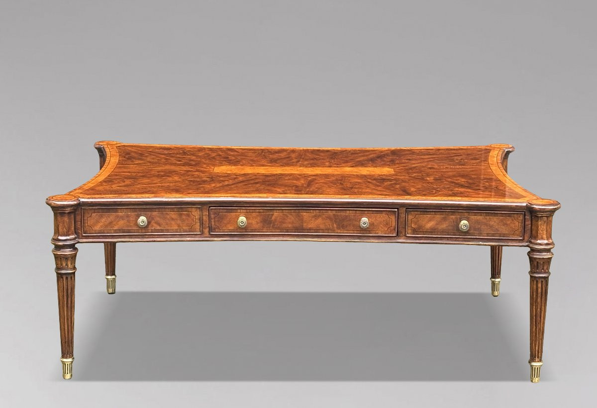1980's Quality Walnut Inlaid Coffee Table By Brights Of Nettlebed-photo-5