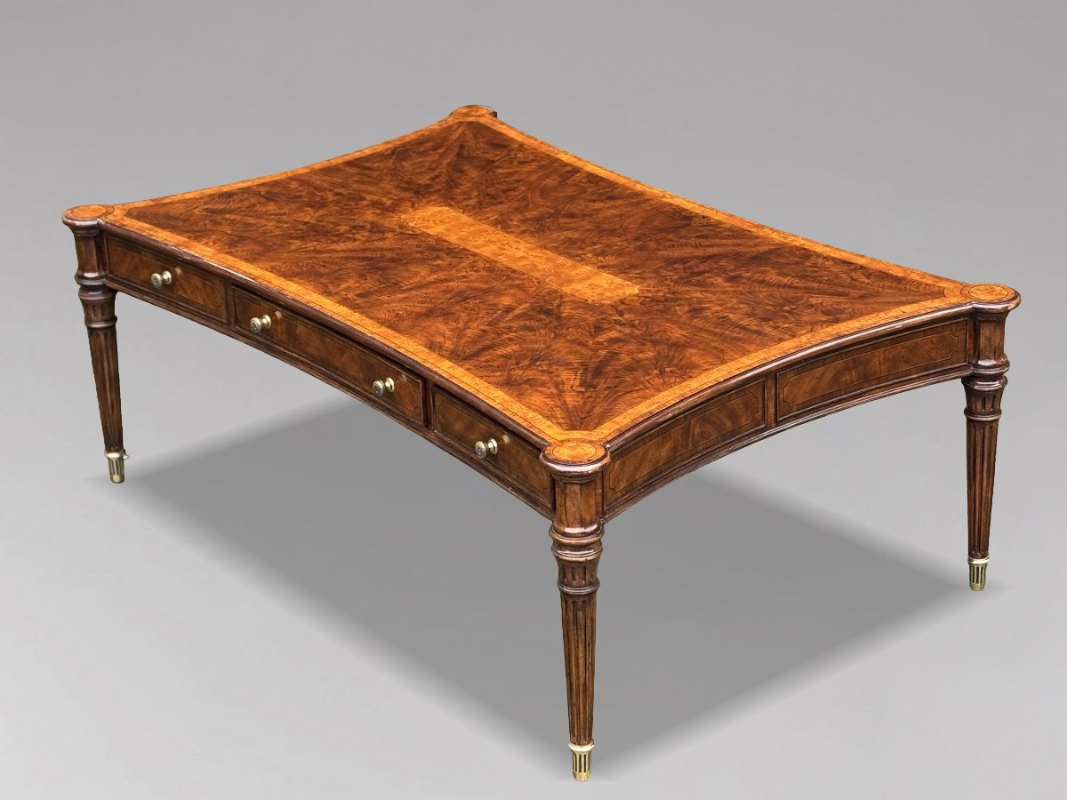 1980's Quality Walnut Inlaid Coffee Table By Brights Of Nettlebed