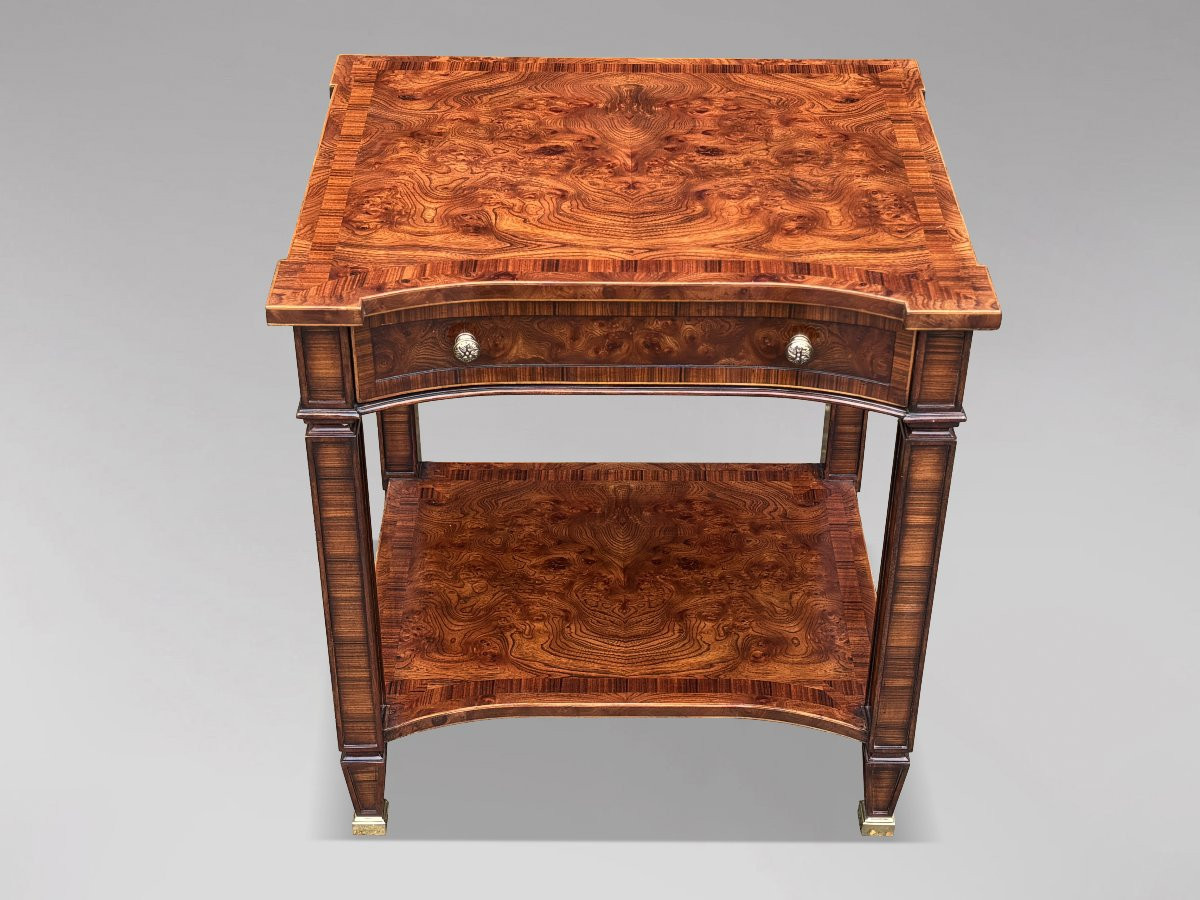 1980's Quality Walnut Inlaid Pair Of Side Tables By Brights Of Nettlebed-photo-3