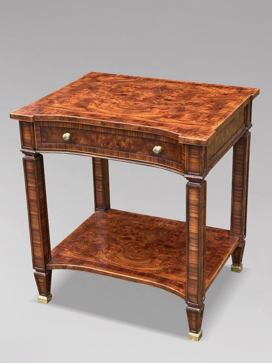 1980's Quality Walnut Inlaid Pair Of Side Tables By Brights Of Nettlebed-photo-4