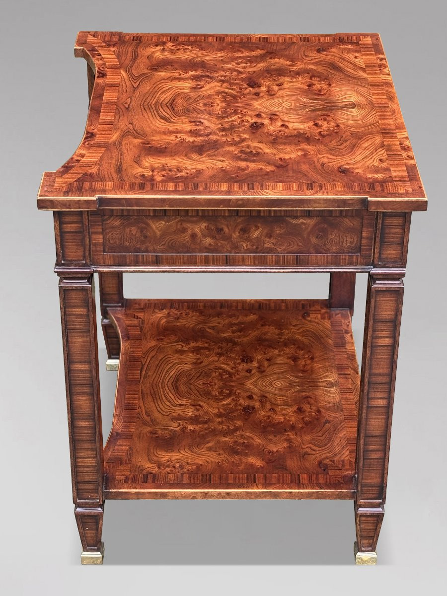 1980's Quality Walnut Inlaid Pair Of Side Tables By Brights Of Nettlebed-photo-1