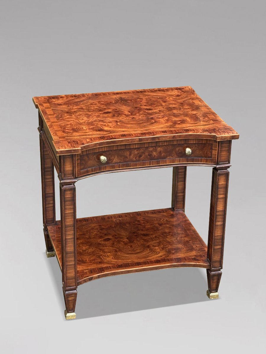 1980's Quality Walnut Inlaid Pair Of Side Tables By Brights Of Nettlebed-photo-3