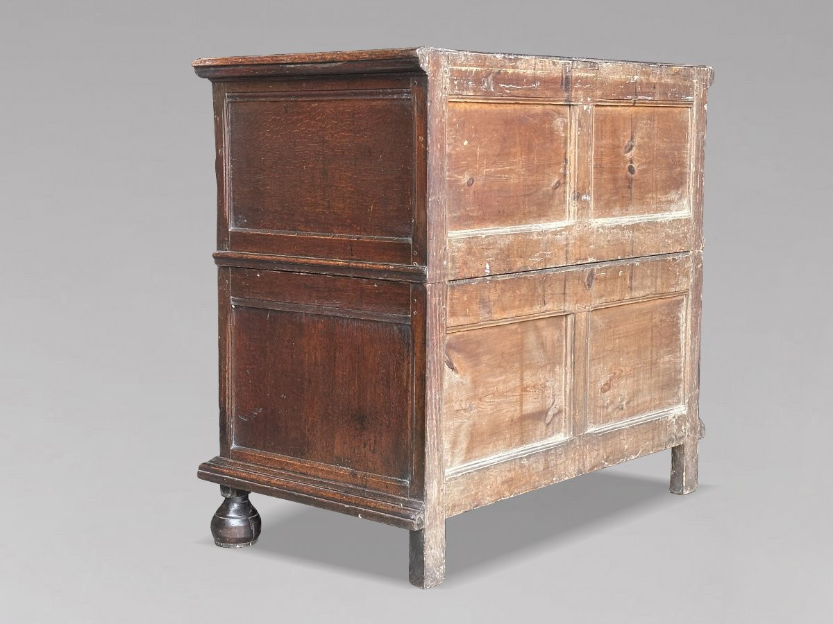 17ème Siècle, Commode Géométrique en Chêne d’Époque Charles II-photo-2