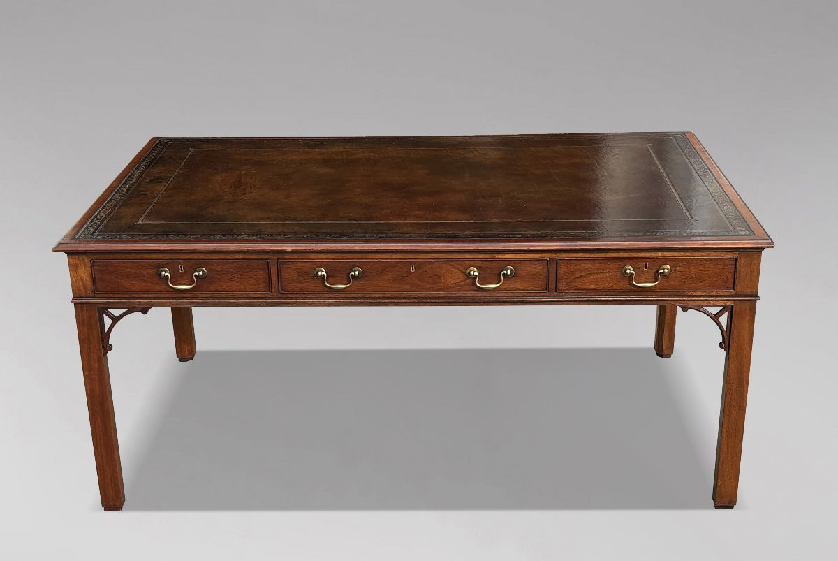 Large William Tillman Mahogany Partners Writing Table-photo-2
