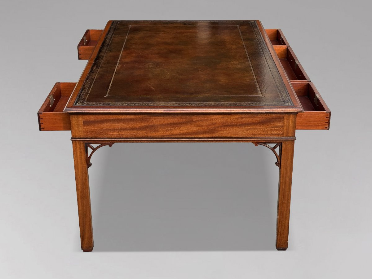 Large William Tillman Mahogany Partners Writing Table-photo-3