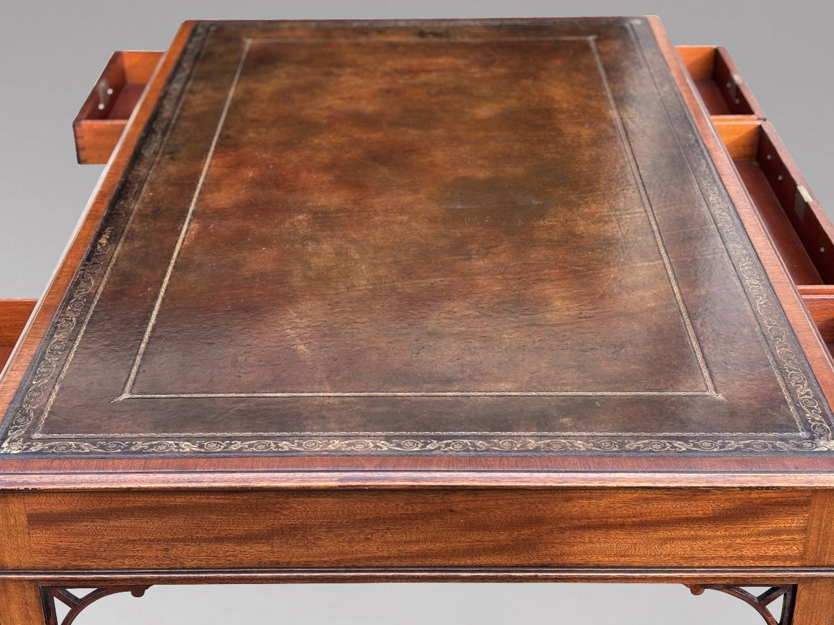 Large William Tillman Mahogany Partners Writing Table-photo-4