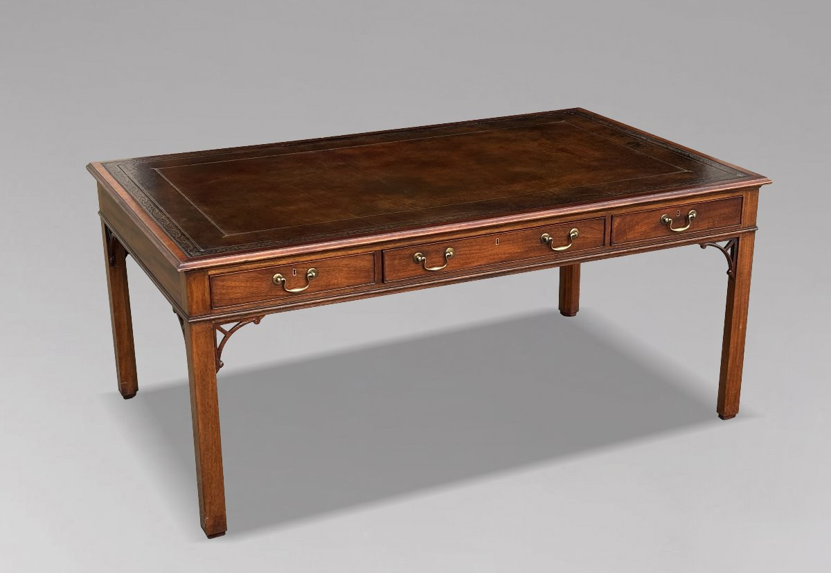 Large William Tillman Mahogany Partners Writing Table-photo-7