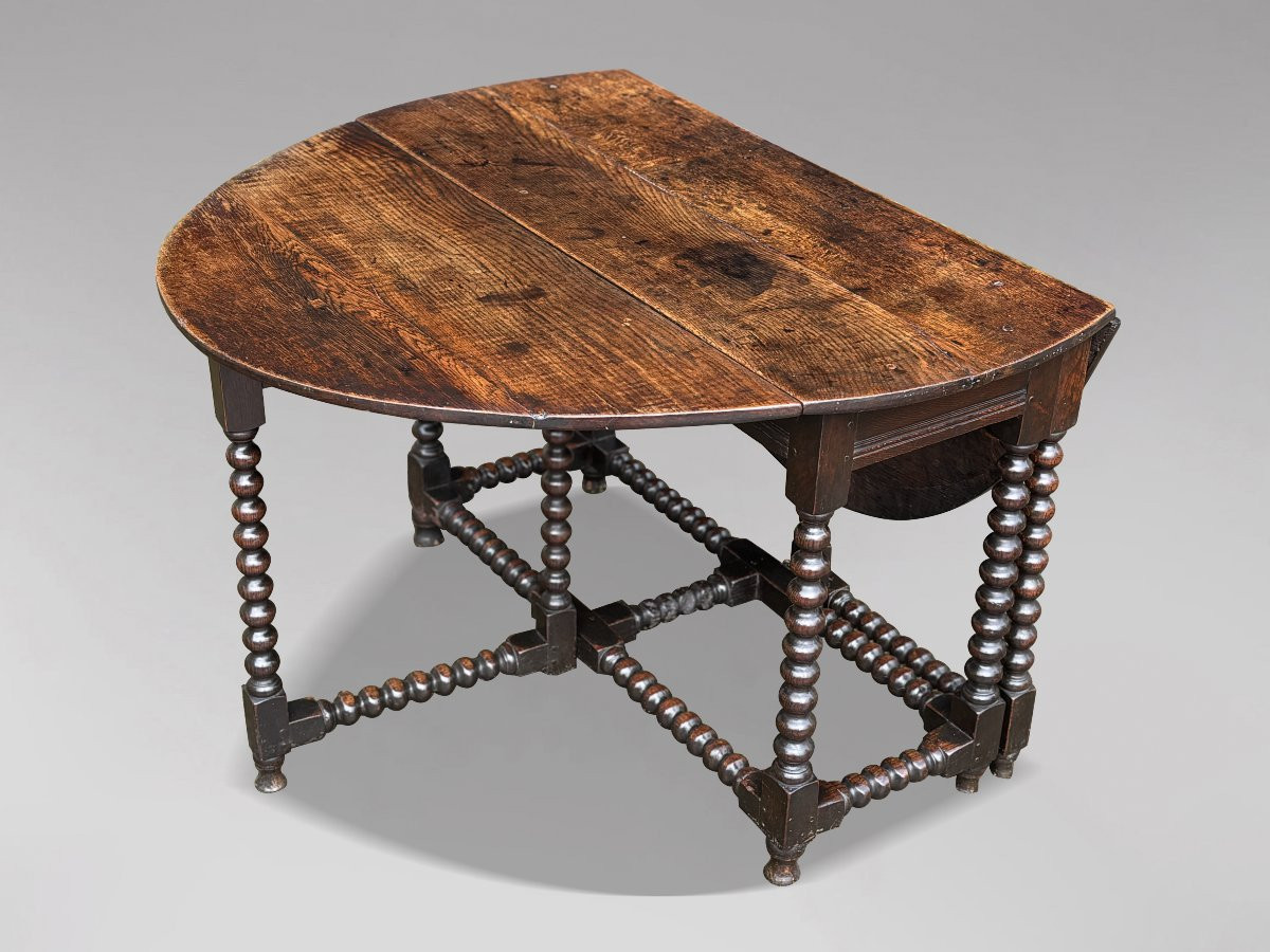 17ème Siècle, Table à Abattants en Chêne, Époque Charles II-photo-2